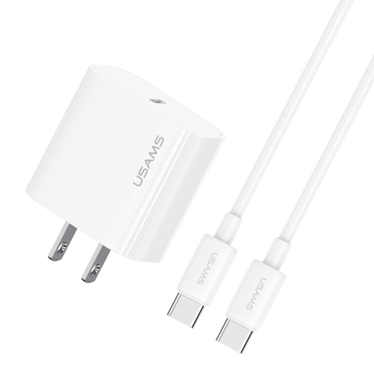 USAMS CC228 20W Fast Charging Charger Set, USB-C / Type-C to USB-C / Type-C - US Plug