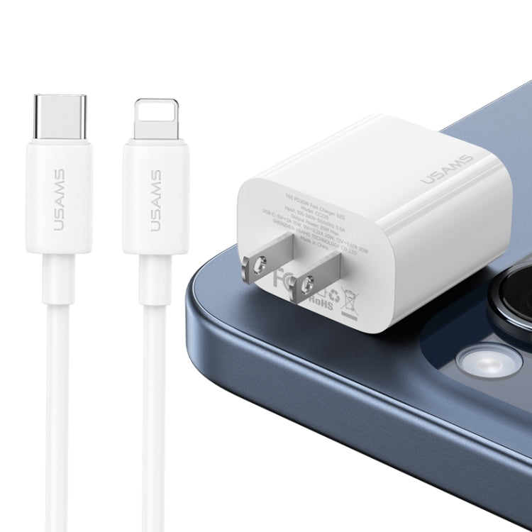 USAMS CC228 20W Fast Charging Charger Set, USB-C / Type-C to 8 Pin - US Plug