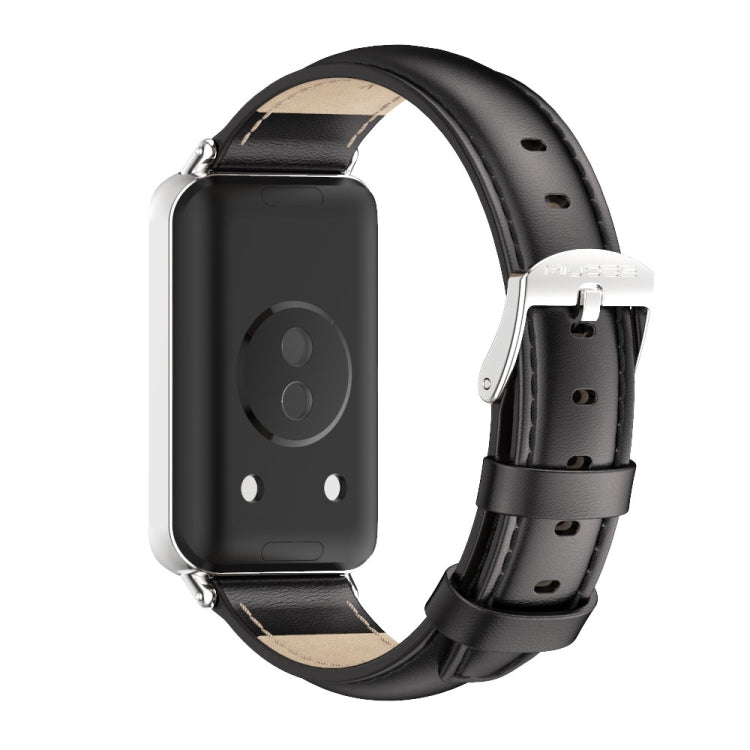 For Honor Band 10 / 9 MIJOBS Cowhide Leather Watch Band