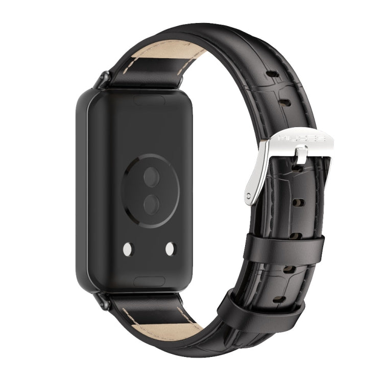 For Honor Band 10 / 9 MIJOBS Cowhide Leather Watch Band
