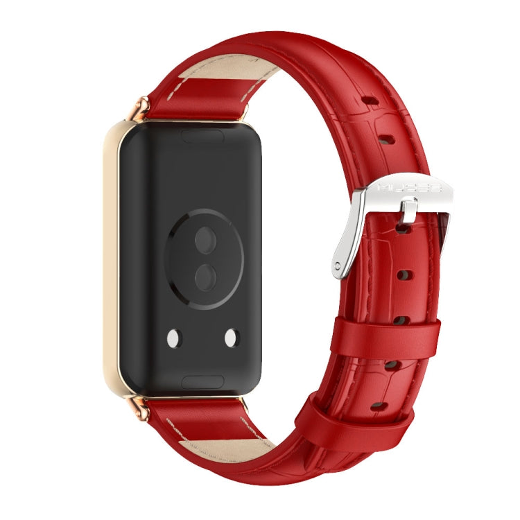 For Honor Band 10 / 9 MIJOBS Cowhide Leather Watch Band