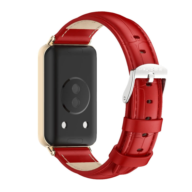 For Honor Band 10 / 9 MIJOBS Cowhide Leather Watch Band