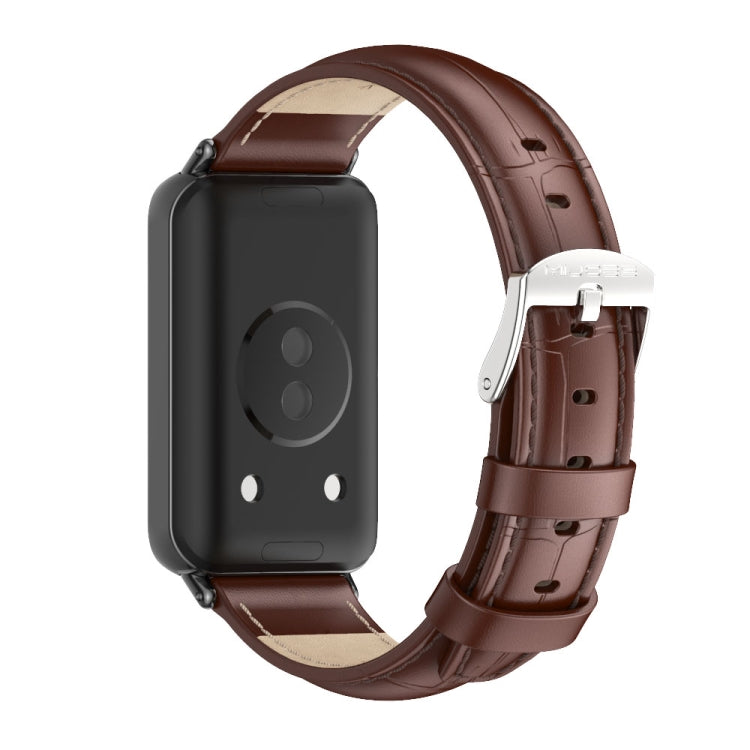 For Honor Band 10 / 9 MIJOBS Cowhide Leather Watch Band