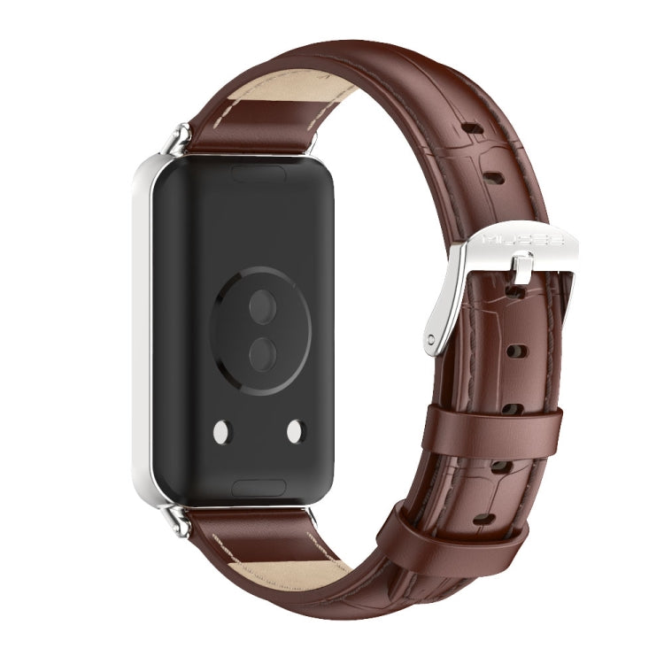 For Honor Band 10 / 9 MIJOBS Cowhide Leather Watch Band