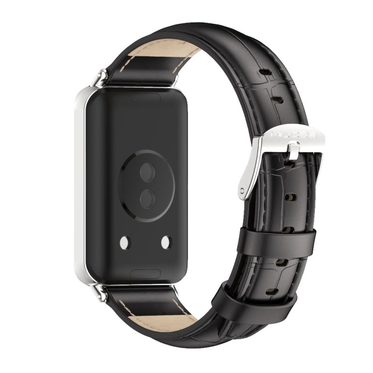 For Honor Band 10 / 9 MIJOBS Cowhide Leather Watch Band