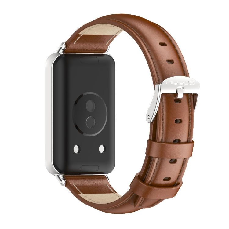 For Honor Band 10 / 9 MIJOBS Cowhide Leather Watch Band