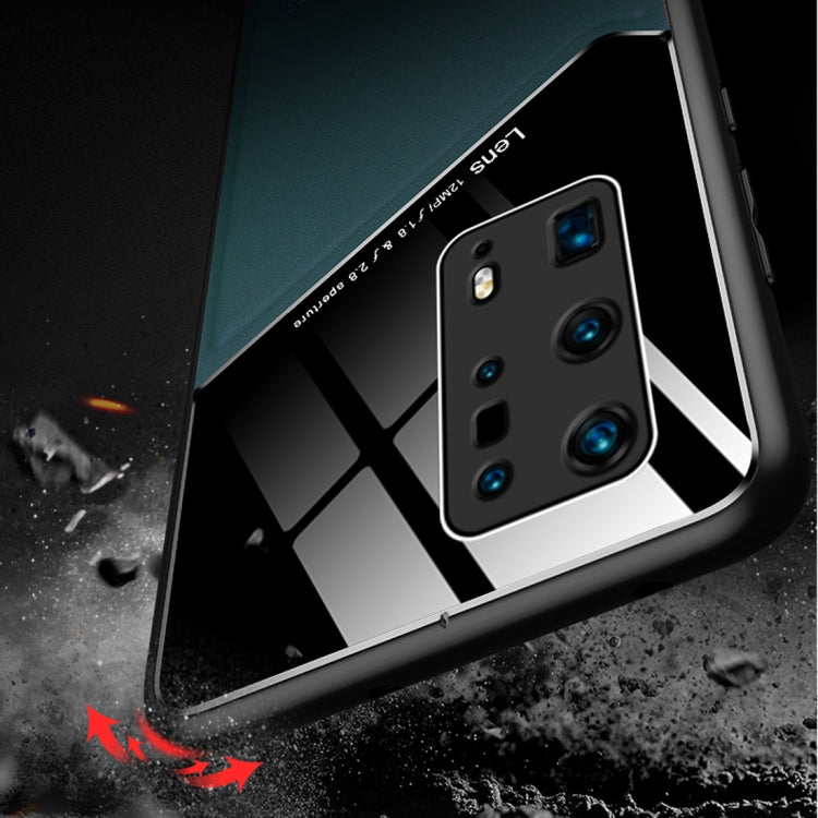 For Huawei P40 Pro+ All-inclusive Leather + Organic Glass Protective Case with Metal Iron Sheet