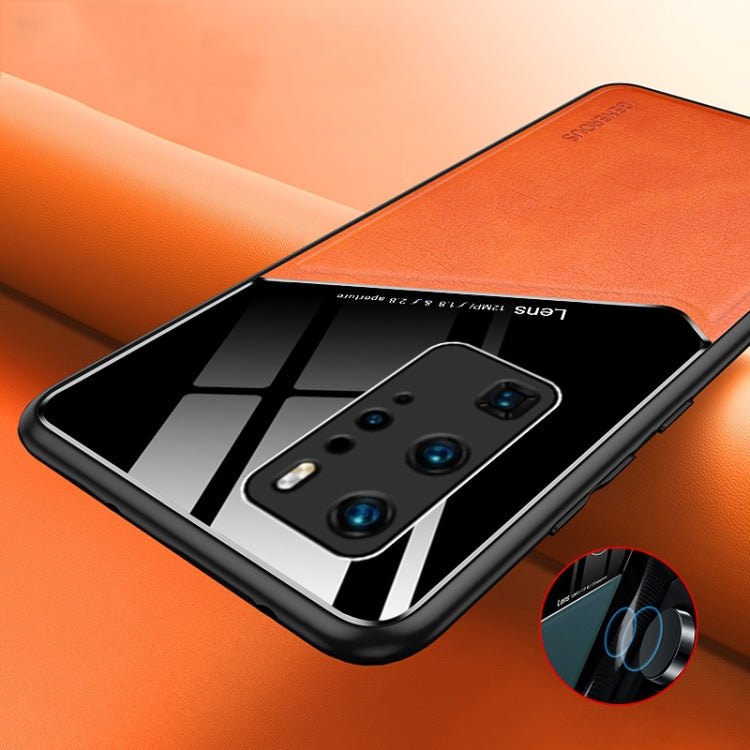 For Huawei P40 Pro All-inclusive Leather + Organic Glass Protective Case with Metal Iron Sheet