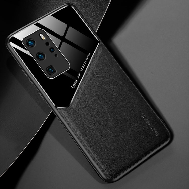 For Huawei P40 Pro All-inclusive Leather + Organic Glass Protective Case with Metal Iron Sheet