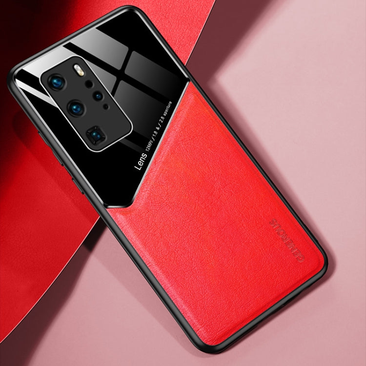 For Huawei P40 Pro All-inclusive Leather + Organic Glass Protective Case with Metal Iron Sheet