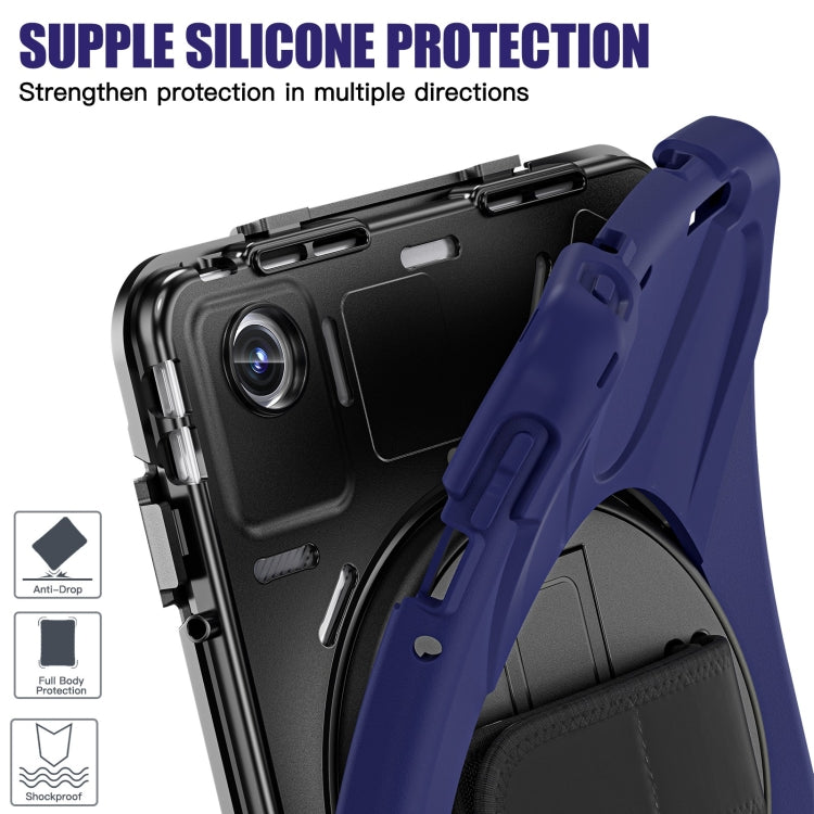 For Lenovo Tab M11 /Xiaoxin Pad 11 2024 Rotatable Holder Silicone Hybrid PC Tablet Case with Shoulder Strap