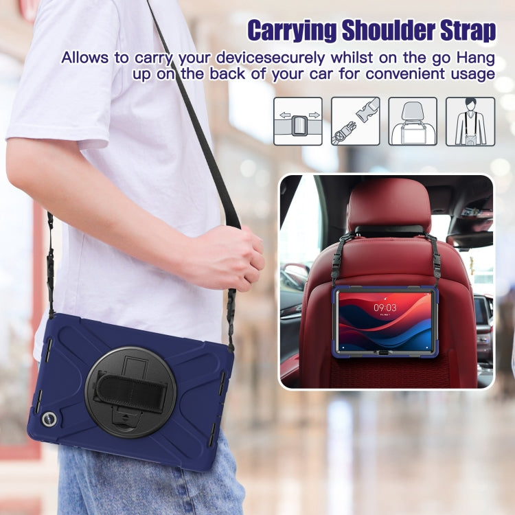 For Lenovo Tab M11 /Xiaoxin Pad 11 2024 Rotatable Holder Silicone Hybrid PC Tablet Case with Shoulder Strap