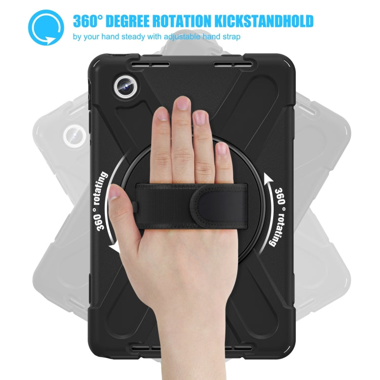 For Lenovo Tab M11 /Xiaoxin Pad 11 2024 Rotatable Holder Silicone Hybrid PC Tablet Case with Shoulder Strap