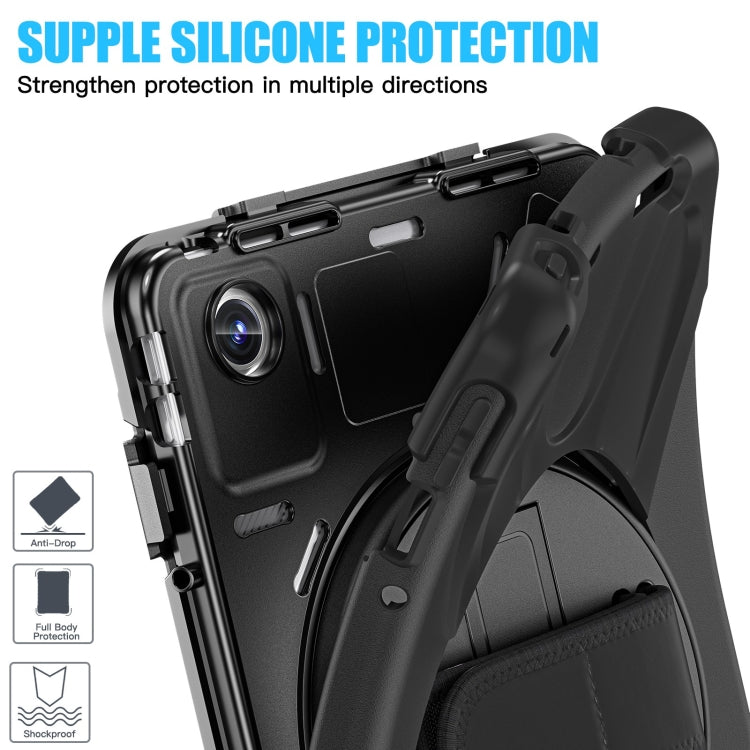 For Lenovo Tab M11 /Xiaoxin Pad 11 2024 Rotatable Holder Silicone Hybrid PC Tablet Case with Shoulder Strap