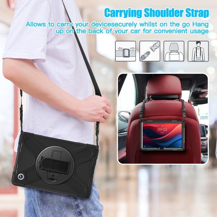 For Lenovo Tab M11 /Xiaoxin Pad 11 2024 Rotatable Holder Silicone Hybrid PC Tablet Case with Shoulder Strap