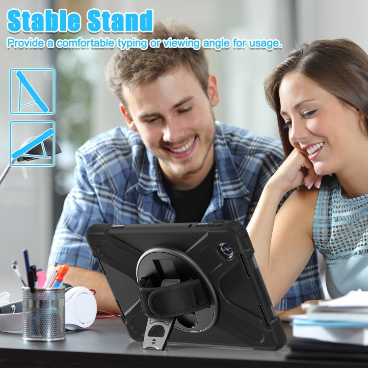 For Lenovo Tab M11 /Xiaoxin Pad 11 2024 Rotatable Holder Silicone Hybrid PC Tablet Case with Shoulder Strap