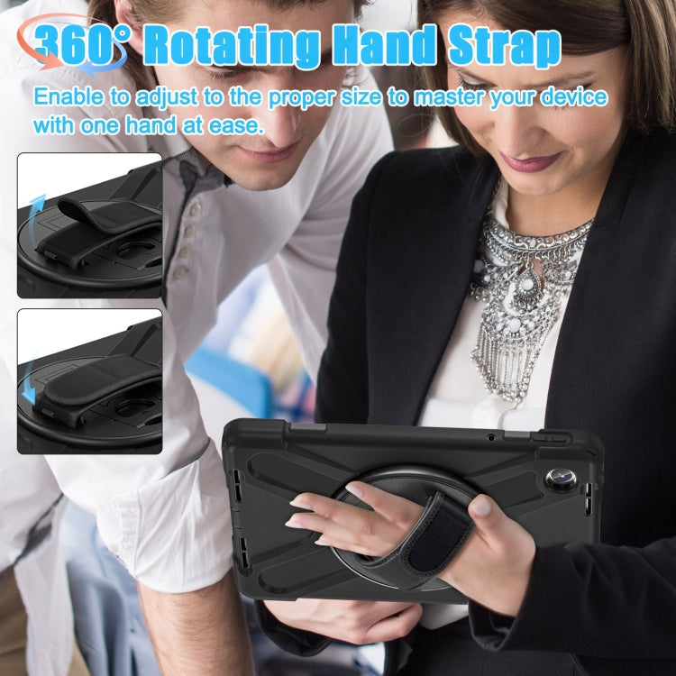 For Lenovo Tab M11 /Xiaoxin Pad 11 2024 Rotatable Holder Silicone Hybrid PC Tablet Case with Shoulder Strap