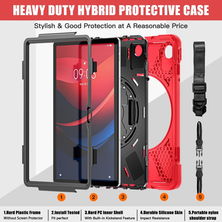 For Lenovo Tab M11 /Xiaoxin Pad 11 2024 Rotatable Holder Silicone Hybrid PC Tablet Case with Shoulder Strap