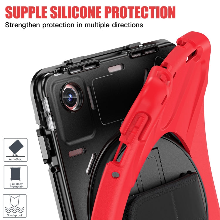 For Lenovo Tab M11 /Xiaoxin Pad 11 2024 Rotatable Holder Silicone Hybrid PC Tablet Case with Shoulder Strap