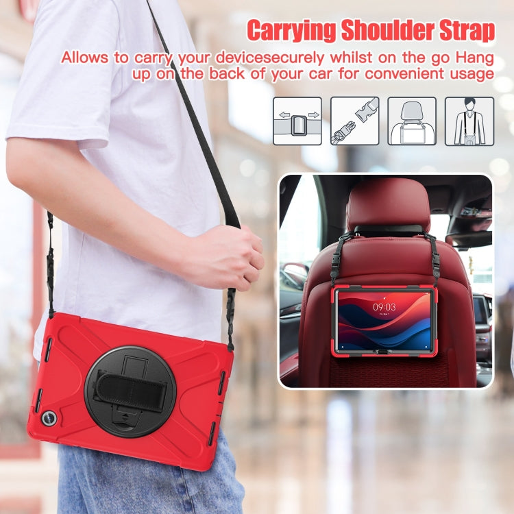 For Lenovo Tab M11 /Xiaoxin Pad 11 2024 Rotatable Holder Silicone Hybrid PC Tablet Case with Shoulder Strap