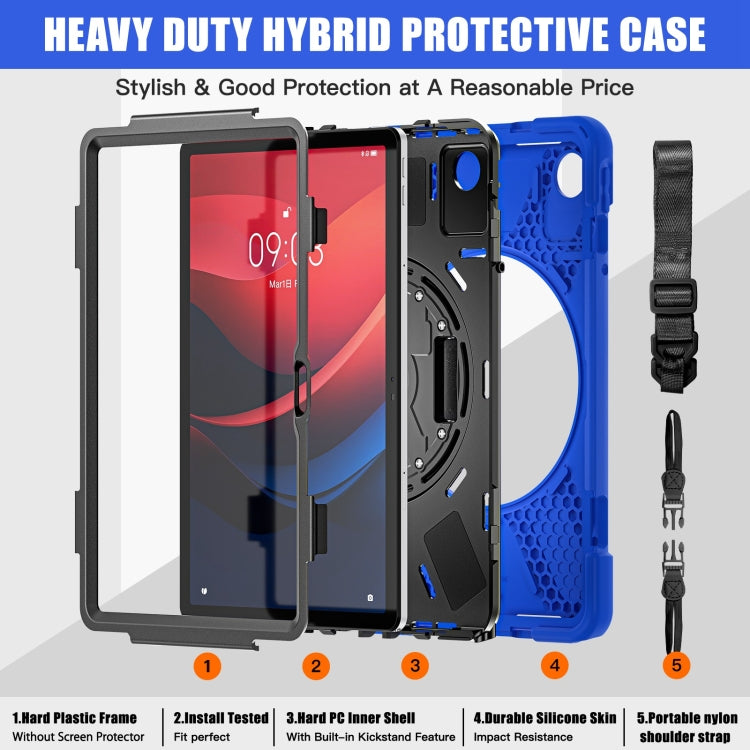 For Lenovo Tab M11 /Xiaoxin Pad 11 2024 Rotatable Holder Silicone Hybrid PC Tablet Case with Shoulder Strap