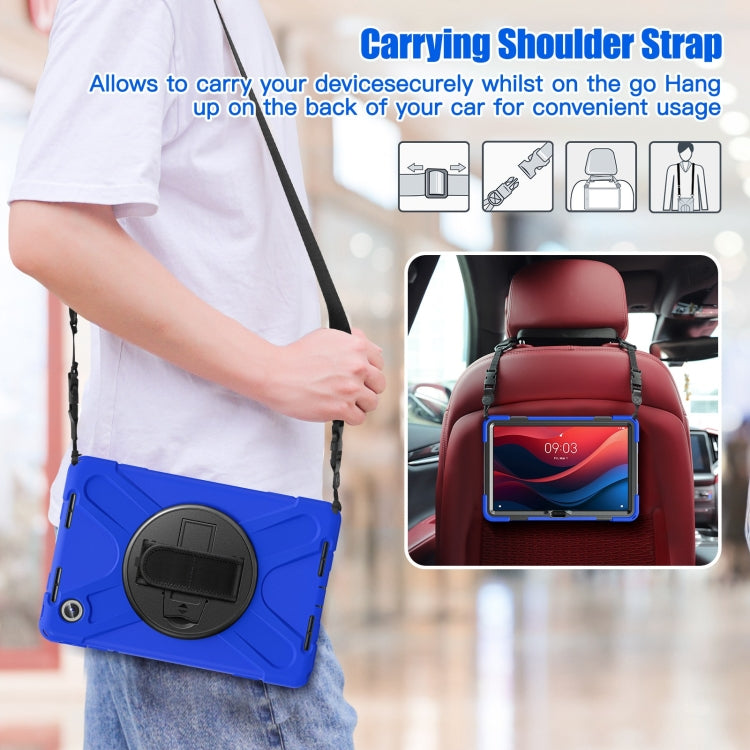 For Lenovo Tab M11 /Xiaoxin Pad 11 2024 Rotatable Holder Silicone Hybrid PC Tablet Case with Shoulder Strap