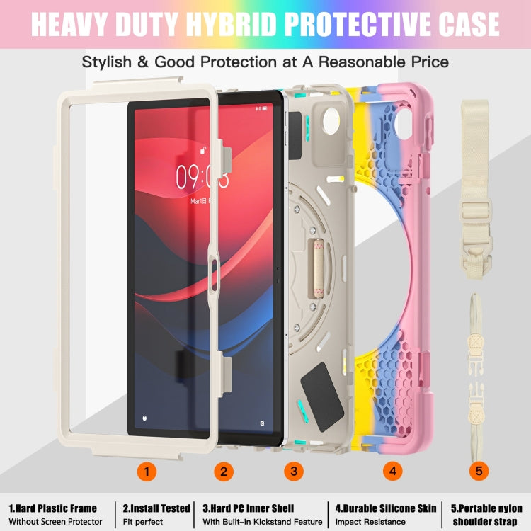 For Lenovo Tab M11 /Xiaoxin Pad 11 2024 Rotatable Holder Silicone Hybrid PC Tablet Case with Shoulder Strap