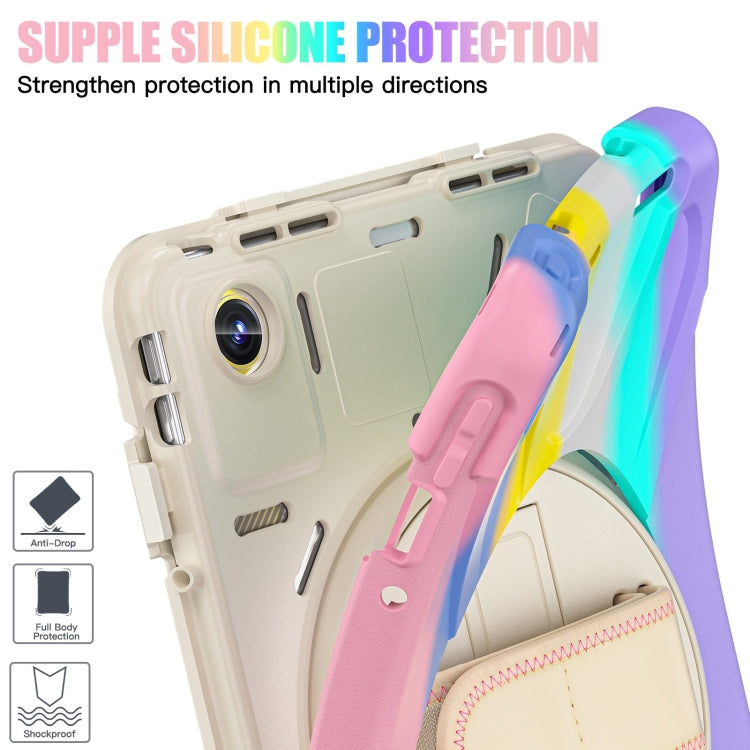 For Lenovo Tab M11 /Xiaoxin Pad 11 2024 Rotatable Holder Silicone Hybrid PC Tablet Case with Shoulder Strap