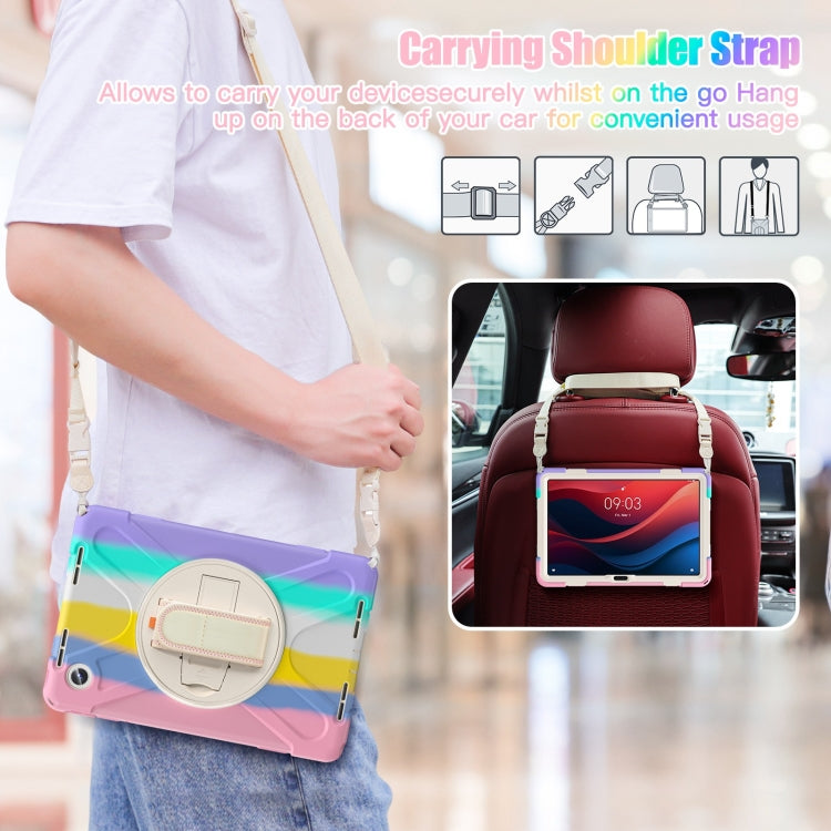 For Lenovo Tab M11 /Xiaoxin Pad 11 2024 Rotatable Holder Silicone Hybrid PC Tablet Case with Shoulder Strap