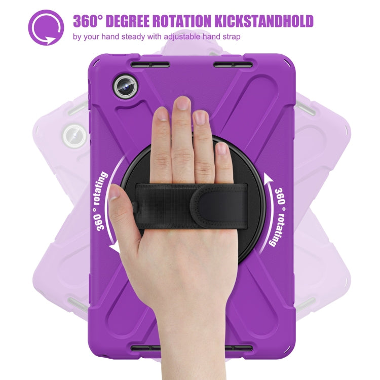 For Lenovo Tab M11 /Xiaoxin Pad 11 2024 Rotatable Holder Silicone Hybrid PC Tablet Case with Shoulder Strap