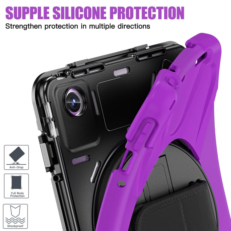For Lenovo Tab M11 /Xiaoxin Pad 11 2024 Rotatable Holder Silicone Hybrid PC Tablet Case with Shoulder Strap