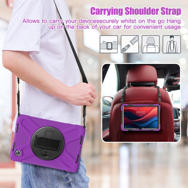 For Lenovo Tab M11 /Xiaoxin Pad 11 2024 Rotatable Holder Silicone Hybrid PC Tablet Case with Shoulder Strap