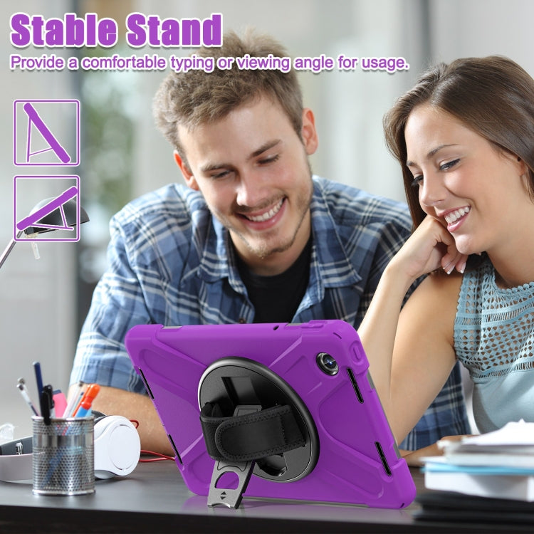 For Lenovo Tab M11 /Xiaoxin Pad 11 2024 Rotatable Holder Silicone Hybrid PC Tablet Case with Shoulder Strap