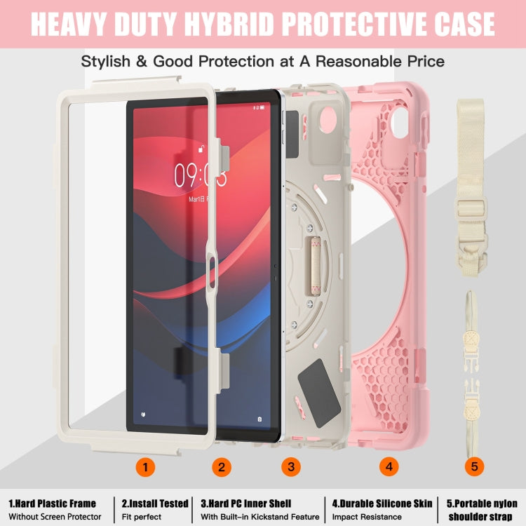 For Lenovo Tab M11 /Xiaoxin Pad 11 2024 Rotatable Holder Silicone Hybrid PC Tablet Case with Shoulder Strap