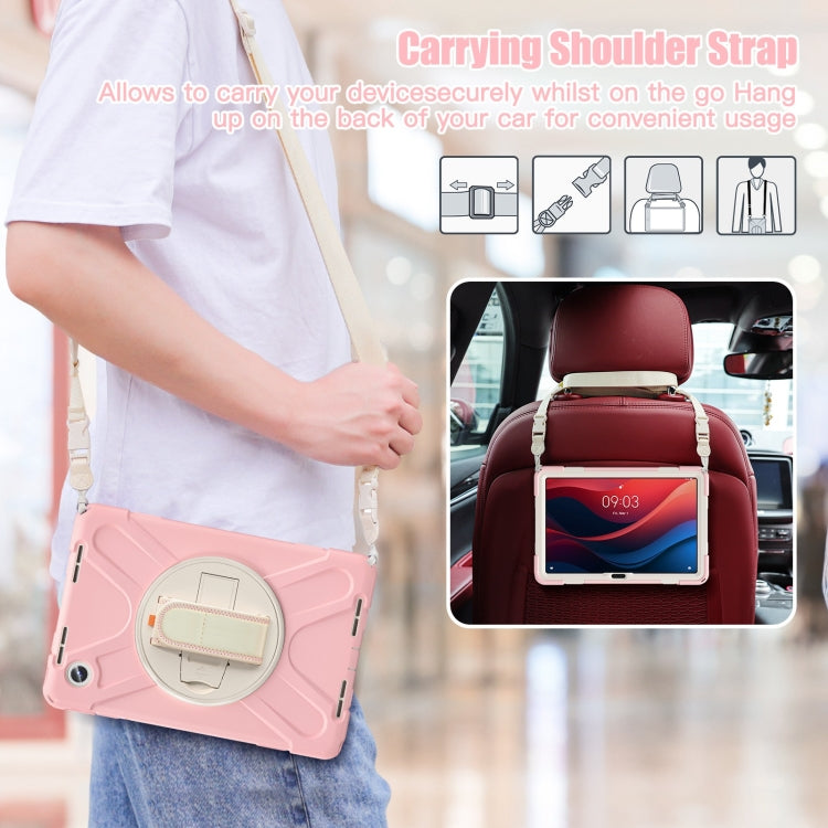 For Lenovo Tab M11 /Xiaoxin Pad 11 2024 Rotatable Holder Silicone Hybrid PC Tablet Case with Shoulder Strap