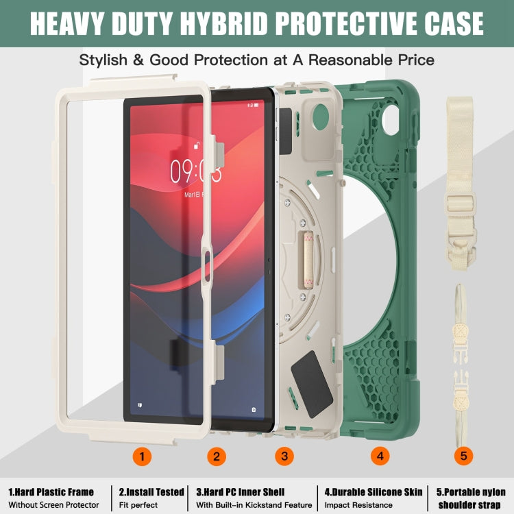 For Lenovo Tab M11 /Xiaoxin Pad 11 2024 Rotatable Holder Silicone Hybrid PC Tablet Case with Shoulder Strap