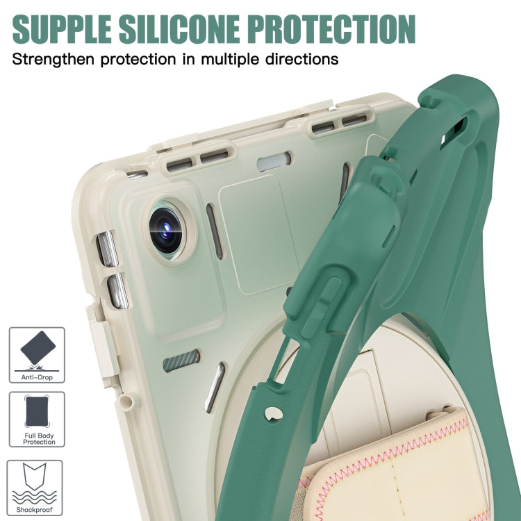 For Lenovo Tab M11 /Xiaoxin Pad 11 2024 Rotatable Holder Silicone Hybrid PC Tablet Case with Shoulder Strap