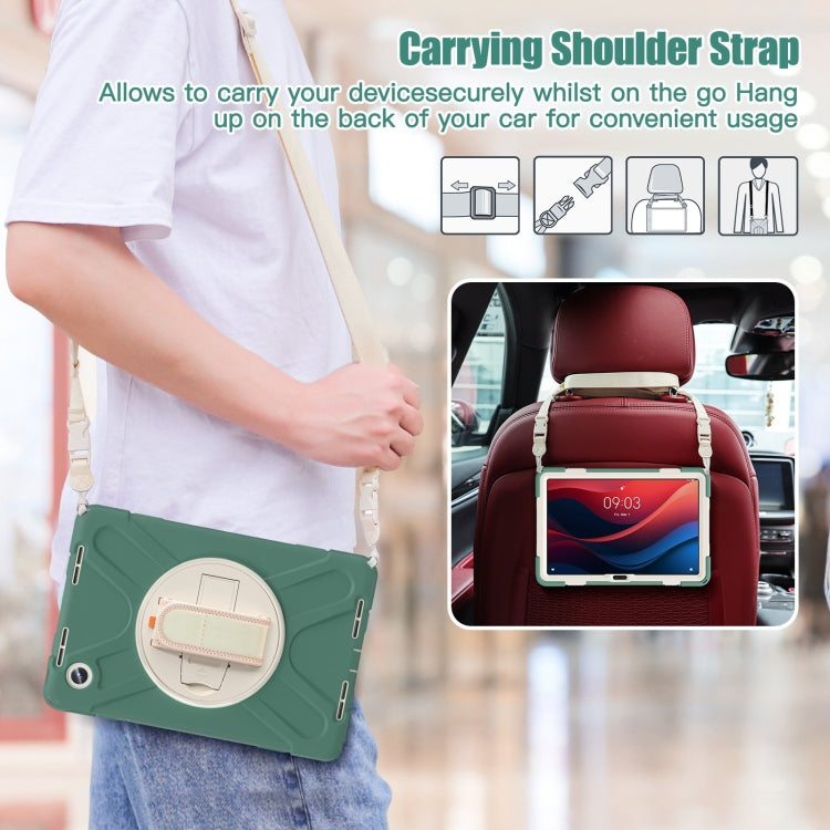 For Lenovo Tab M11 /Xiaoxin Pad 11 2024 Rotatable Holder Silicone Hybrid PC Tablet Case with Shoulder Strap