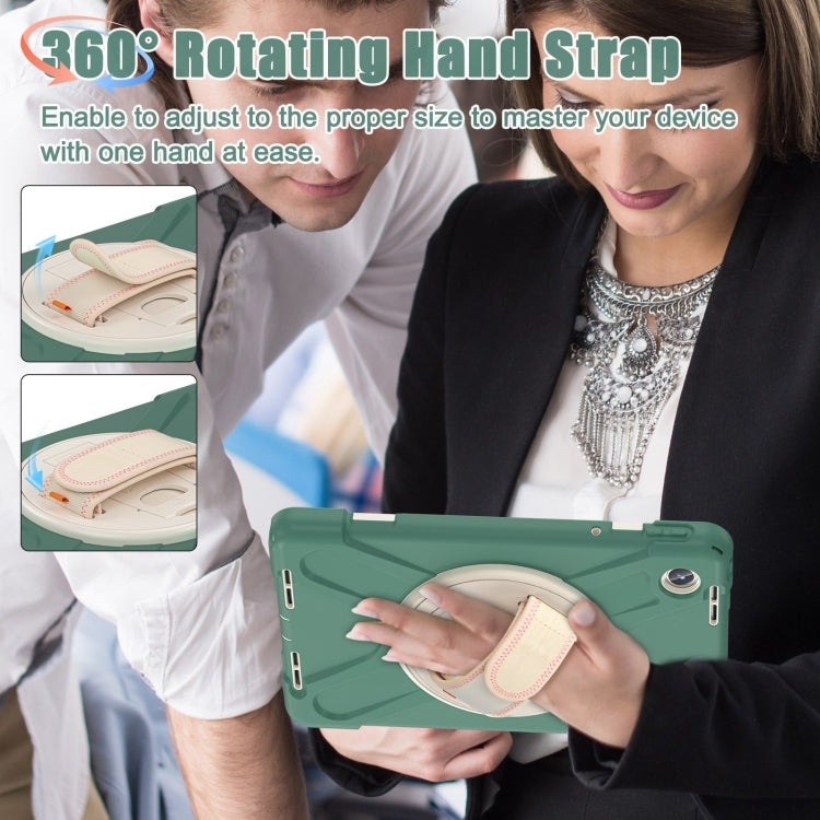 For Lenovo Tab M11 /Xiaoxin Pad 11 2024 Rotatable Holder Silicone Hybrid PC Tablet Case with Shoulder Strap