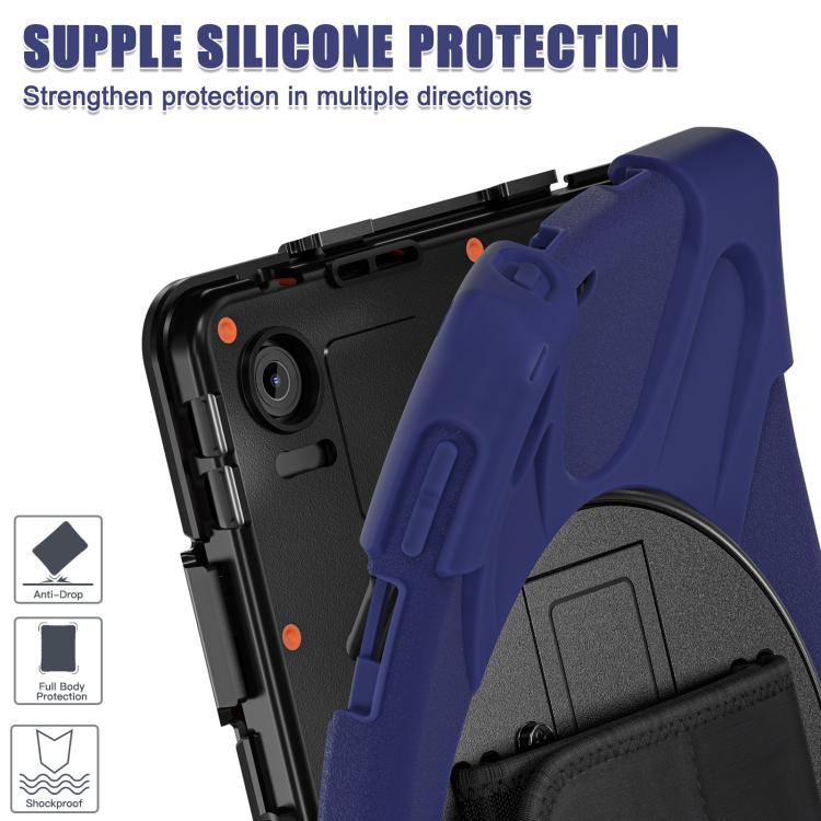 For Lenovo Tab 10.1 2025 / ZhaoYang K10c Rotatable Holder Silicone Hybrid PC Tablet Case with Shoulder Strap