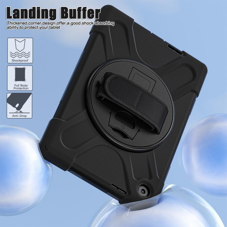 For Lenovo Tab 10.1 2025 / ZhaoYang K10c Rotatable Holder Silicone Hybrid PC Tablet Case with Shoulder Strap