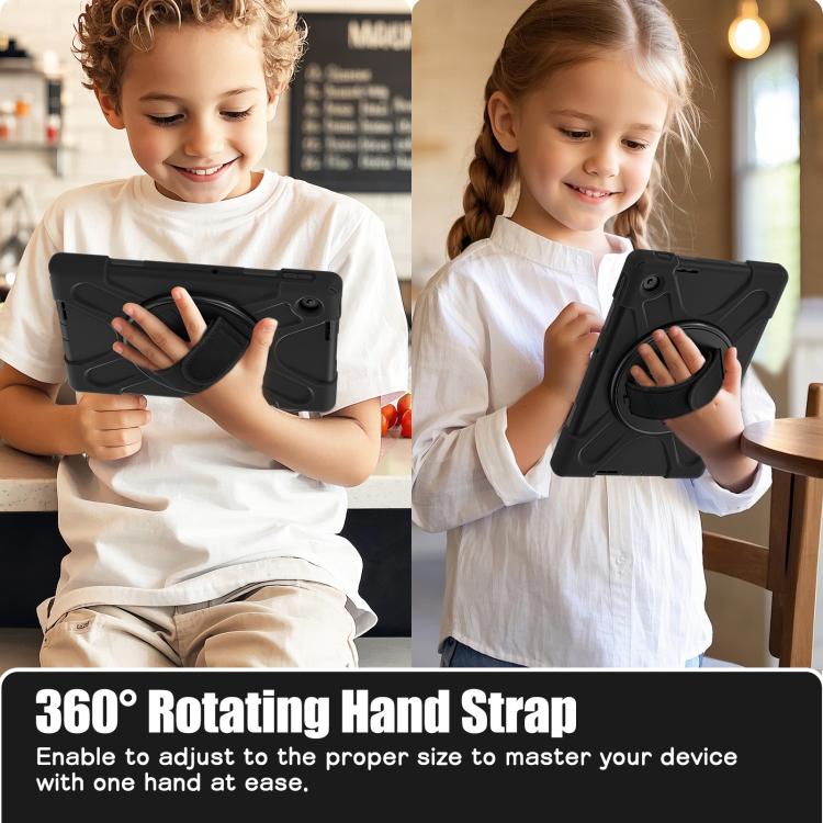 For Lenovo Tab 10.1 2025 / ZhaoYang K10c Rotatable Holder Silicone Hybrid PC Tablet Case with Shoulder Strap