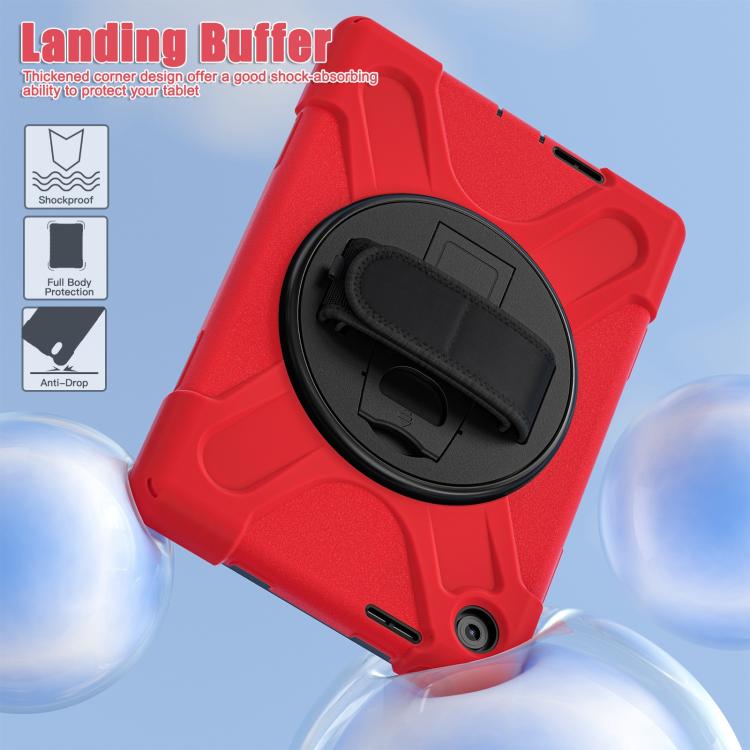 For Lenovo Tab 10.1 2025 / ZhaoYang K10c Rotatable Holder Silicone Hybrid PC Tablet Case with Shoulder Strap