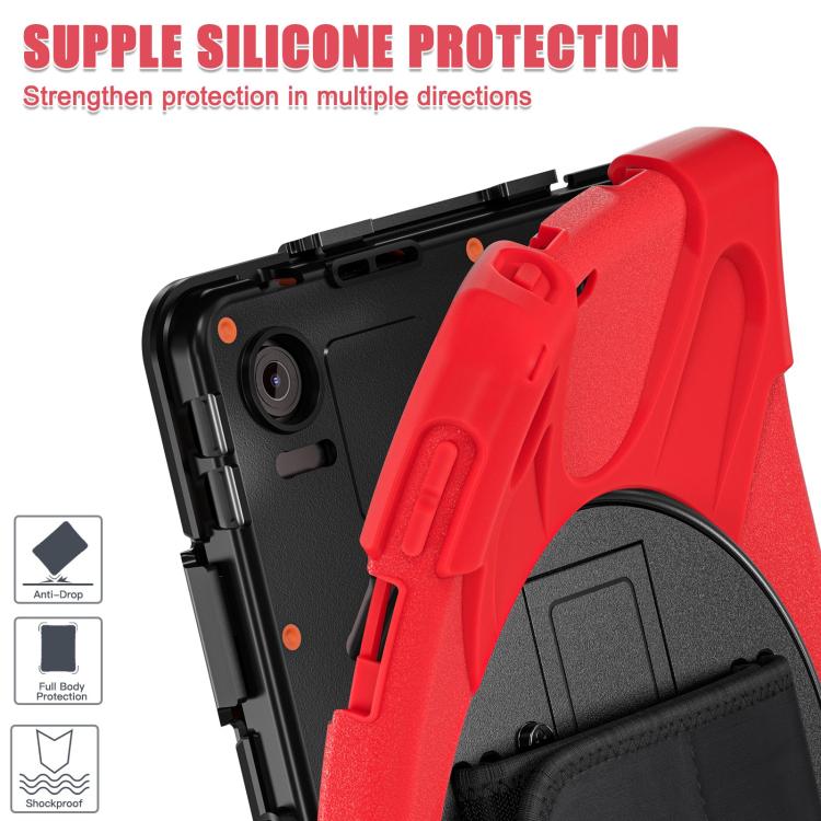For Lenovo Tab 10.1 2025 / ZhaoYang K10c Rotatable Holder Silicone Hybrid PC Tablet Case with Shoulder Strap