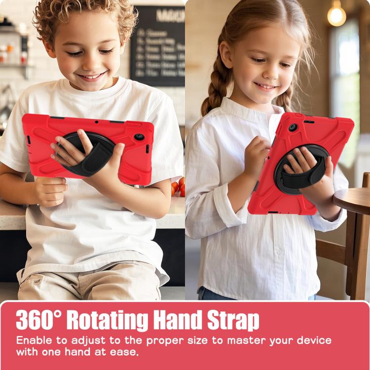 For Lenovo Tab 10.1 2025 / ZhaoYang K10c Rotatable Holder Silicone Hybrid PC Tablet Case with Shoulder Strap