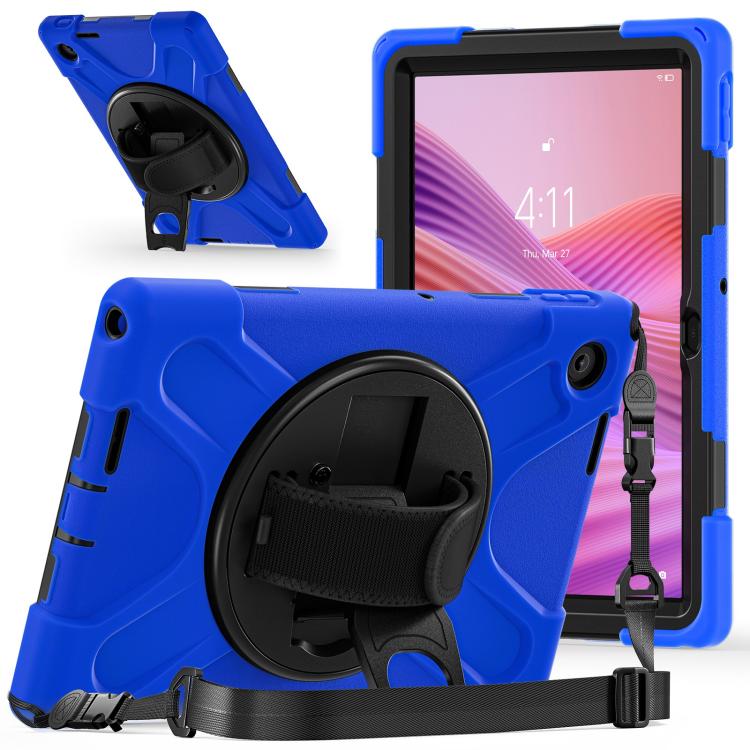 For Lenovo Tab 10.1 2025 / ZhaoYang K10c Rotatable Holder Silicone Hybrid PC Tablet Case with Shoulder Strap