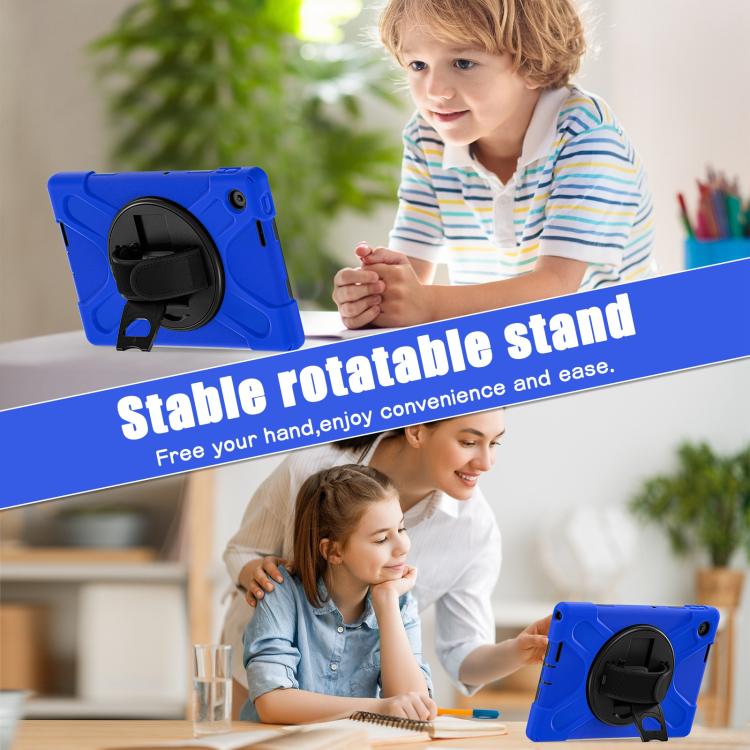 For Lenovo Tab 10.1 2025 / ZhaoYang K10c Rotatable Holder Silicone Hybrid PC Tablet Case with Shoulder Strap