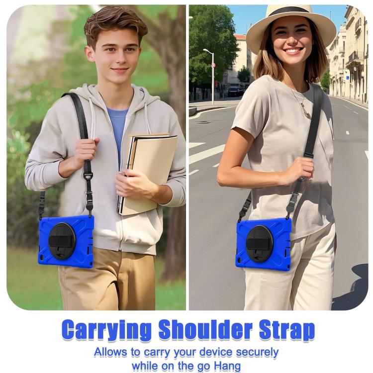 For Lenovo Tab 10.1 2025 / ZhaoYang K10c Rotatable Holder Silicone Hybrid PC Tablet Case with Shoulder Strap