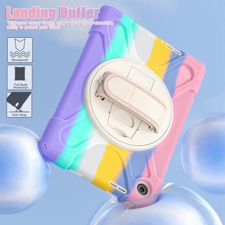 For Lenovo Tab 10.1 2025 / ZhaoYang K10c Rotatable Holder Silicone Hybrid PC Tablet Case with Shoulder Strap