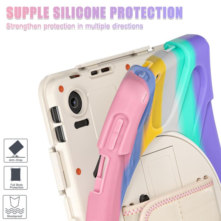 For Lenovo Tab 10.1 2025 / ZhaoYang K10c Rotatable Holder Silicone Hybrid PC Tablet Case with Shoulder Strap